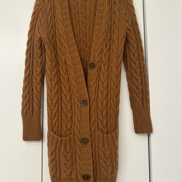 Long cozy knit cardigan with heavy brass buttons - Picture 1 of 5
